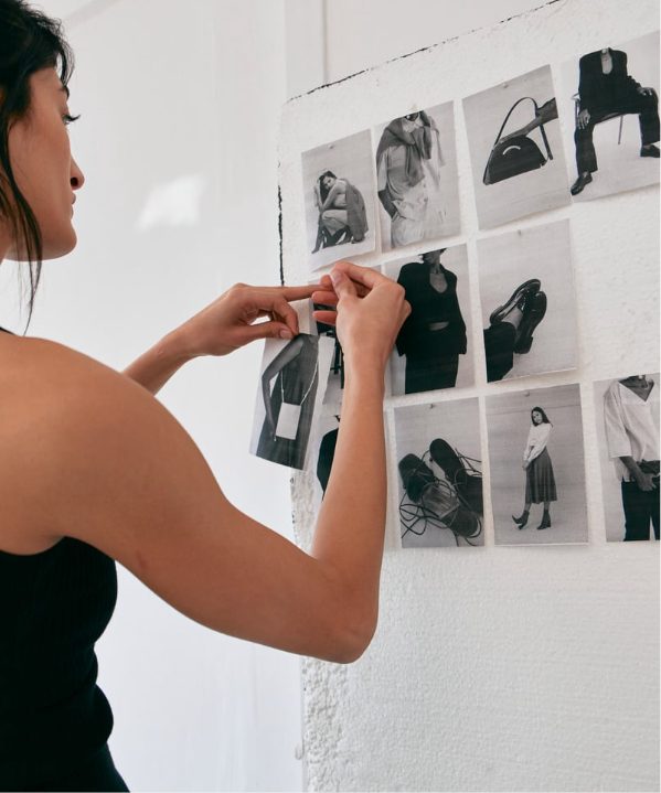 Curating social media content on the Ophelia Haus studio wall